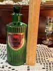 Antique Apothecary Digitalis Rx Pharmacy Lug Glass Bottle Drugstore Jar Emerald