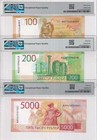 Russia Set 3  100 200 5000 Rubles 2017-23 P 275a P 276 279 Gem Unc Pmg 66 67 Epq