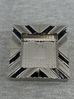 Vintage Square Metal Ashtray Silver   E  