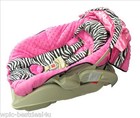 Hot Pink Minky And Zebra Baby toddler Car Seat Cover And Hood Cover - Version A
