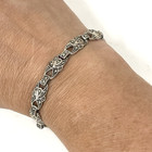 925 Sterling Silver Antique Victorian Real Marcasite Gem Link Bracelet