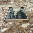 Vtg Silhouette  Man With Potted Flower And Woman With Cat Convex Glass 5x4
