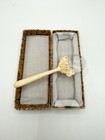 Vintage Mid Century Chinese Carved Cow Bone Cat Magnifying Glass Original Box