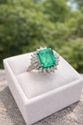 4 50 Ct Emerald Cut Natural Emerald And Diamond Wedding Ring 14k White Gold Sz 6