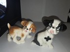 Two Adorable Vintage Japan Puppy Dog Figurines With Cute   Derpy Expressions