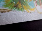 Vintage Unused Glittered Xmas Greeting Card Cute Snowman Family With Presents 