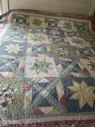 Vintage Quilt Floral Checks Hand Stitch Cotton Pieced Hand Quilted Stars