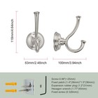 Towel Hook Bathroom-2 Pack Brushed Nickel Double Robe towel Hook Wall Mounted   