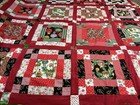 Handmade Throw Quilt Top Only Christmas Holiday Multicolor Red 65x64