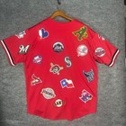 Majestic Mlb Baseball Jersey Red Multi Team Logos Men s Size Xl