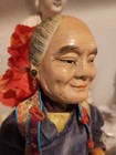 Vtg Chinese Opera Doll Old Woman Figurine - Fabric Velvet Robe 1940s 50s 13 