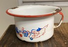 Rare Vintage Antique Enamel Child   s Kid s - Chamber Pot - Cats W  Baskets   Yarn