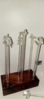 Lot Of 18 Vintage Blown Glass Swizzle Stir Sticks Animals With Wooden Stands  