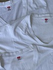Lot Of  3 Vintage 70   s Plain White V-neck Hanes T-shirt   s Men   s Size Medium Usa