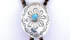 1 1 2 Inch Navajo Southwest Turquoise Cab Sterling Concho Bolo Tie Es8440 111724
