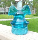 Great Blue Aqua Cd 257 Hemingray Mickey Mouse Style Glass Insulator  p 