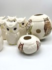 Vintage Owl Macrame Beads Large Ceramic Set White 60s 70s Woodland Hippie Read