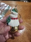 Vintage Snowman  Christmas Ornament On A Gold Ball Composite Resin