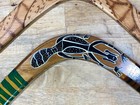 Lot Of 2 Vintage Australian Carved  Burned Painted Wood Aboriginal Boomerang