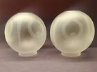 Pr  Early 6  Frosted Ball Shade Miniature Gwtw Banquet Oil Lamp 2-3 4  Fitter
