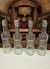 Clear Vintage Glass Bottles Lot Of 4 Embossed Grape Wine Decanter Cork Stopper