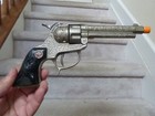 Vintage 1950 Hubley Texan Diecast Toy Cap Gun Pistol Black Steer Handles 9 