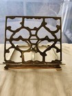 Vintage Brass Adjustable Folding Book Stand Holder Cookbook Bible Art Music