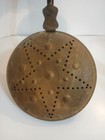 Antique Victorian Copper brass Bed Warmer W  Long Wood Handle Star Pattern 