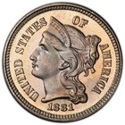 1881 3cn Three Cent Nickel  Pcgs Pf67 Cac Rare Coin