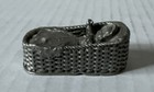 Vintage 1982 Miniature Baby In Basket Pewter C a t 