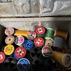 Vintage 1970s Woven Sewing Basket With Contents Spools Of Thread