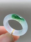 100  Natural Icy Floral Green Grade A Jadeite Jade Ring  Size 5 5  Y1212