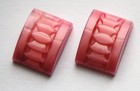 Vintage Czech Deco Pink Glass Etched  Cabochons 18x13mm  2  Cab775d