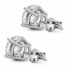 Mens 4 Carat Cz Stud Earrings Round Large Guys Cubic Zirconium White Gold Filled