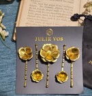 Julie Vos Bloom Bobby Pin Set 24k Gold Plated Hair Accessories -  Nwt