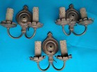 Lot Of 3 Vintage Brass Double Arm Wall Sconces Cast Bronze Candle Style O2 H2