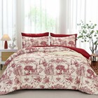Red Comforter Set Queen 7 Piece Bed In A Bag Toile De Jouy Botanical Comforte   