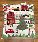 Id Home Fashions Decorative Pillow Christmas In Town Embroidered 18  X 18 