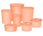 Tupperware 14-piece Heritage Sheer Canister Collection-coral-new