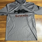 Simms Fishing Hoodie Mens Medium Gray Lightweight Performance Solar Flex Logo