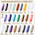 24pcs Healing Crystals Stones Sets  Hexagonal Bullet Shaped Reiki Meditation Gem