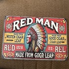 Love This    red Man    Good Cigar Leaf Metal Tin 7 8   x11 9   