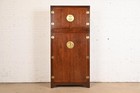 Michael Taylor For Baker Furniture Hollywood Regency Chinoiserie Walnut Armoire