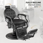 Vintage Style Heavy Duty Hydraulic Recline Barber Chair With Tufted Back Black