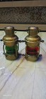 Pair Antique Maritime Ship Lantern     Vintage Nautical Oil Lamp Boat Light