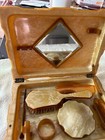 Celluloid Art Deco Brown  Vanity Set Beautiful With Case