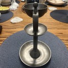 Antique Vintage Pewter Pricket Candlestick Candle Holder W  Handle 10   h X 6 5    W