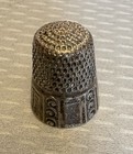 Antique Simons Sterling Silver Thimble Wide Scroll Paneled Band 7