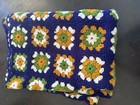 Vintage Handmade Crochet Granny Square Afghan Blanket Throw Boho 70s 38  X 57 