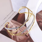 Alexis   Bittar Gold Crystal Pave Orbiting Line Open Cuff Bangle Bracelet